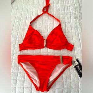 🧡Orange Halter Bikini by Bamboo~Size M🧡Top worn twice🧡Bottoms has tags🧡